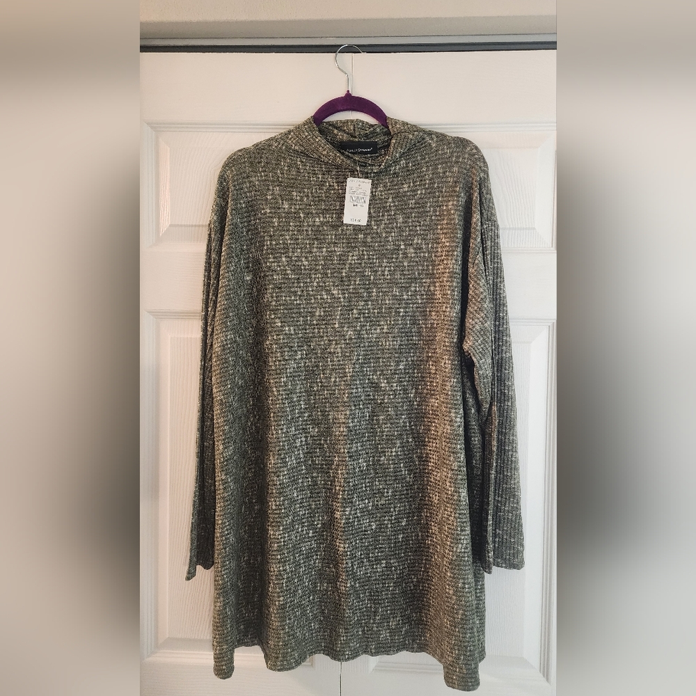Ashley Stewart Green  Funnel Neck Sweater